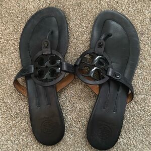Gently used - Tory Burch Miller Sandals - Navy Blue (cushioned soles)